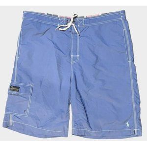 Polo Ralph Lauren Mens Large Swim Trunks Shorts Logo Mesh Lined Blue Drawstring